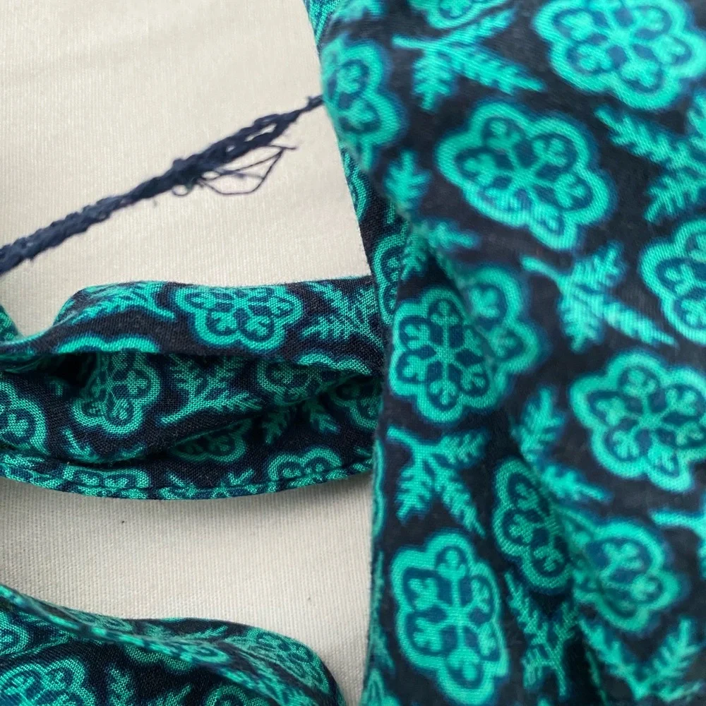 Maeve Anthropologie Jumpsuit Geoscope Beltws Pockets Pull On Green Navy XS - Picture 15 of 16